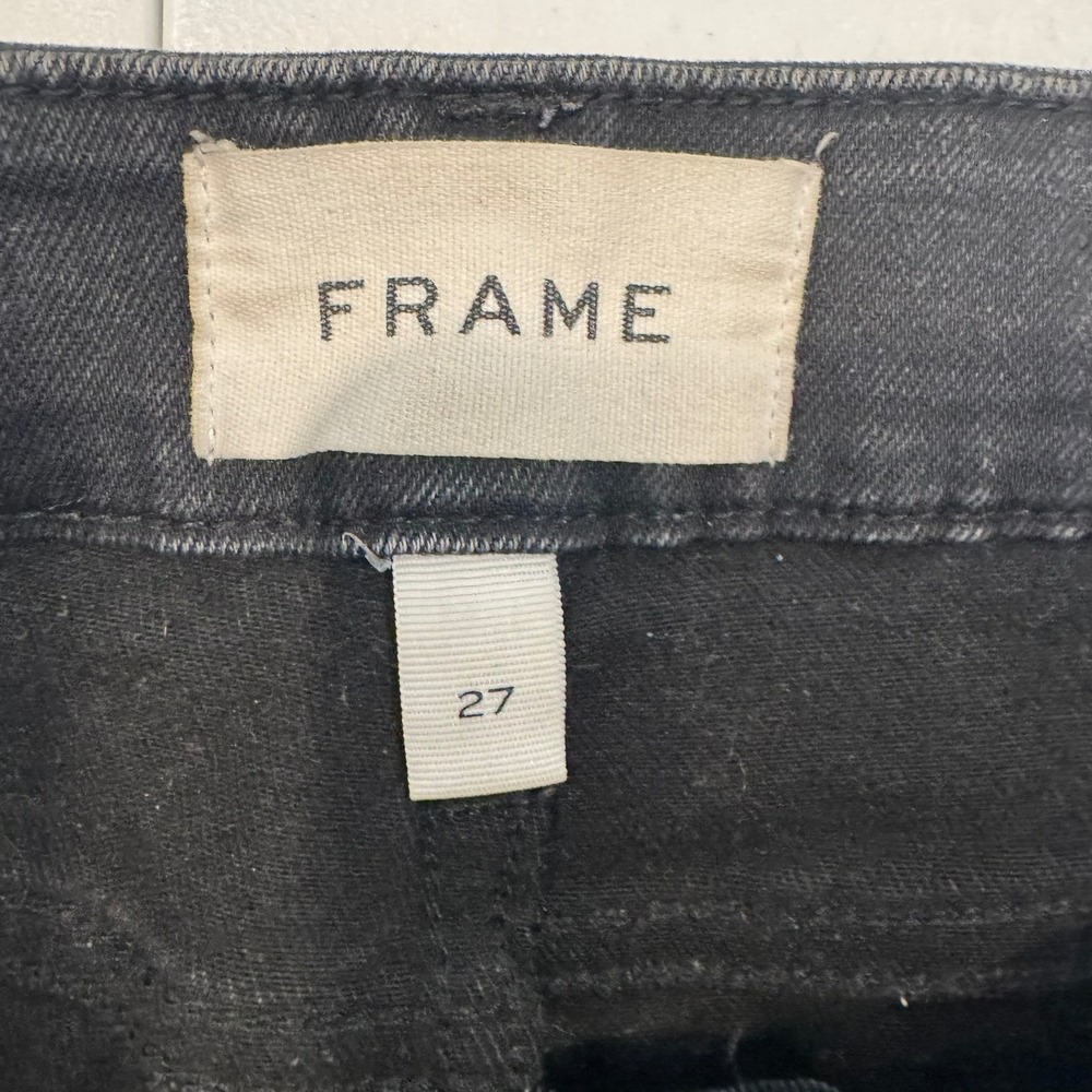 FRAME Le Crop Mini Boot Jeans Womens 27 Dark Wash Denim Cropped Flare Pants - Picture 3 of 11